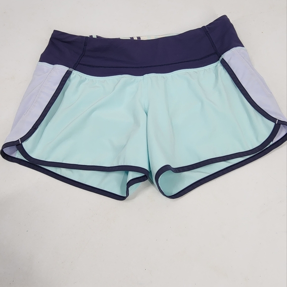 Lululemon Shades of Blue Run Times Shorts Sz 4 - Picture 2 of 6